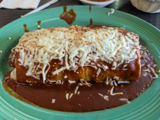 Fish and Shrimp burrito w/ red sauce