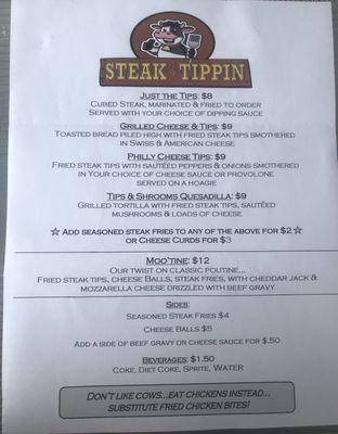 Menu at Steak Tippin Food Truck, Tampa