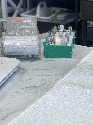 Dirty, previously used equipment. Nothing sanitized.