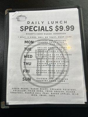 Daily Lunch specials