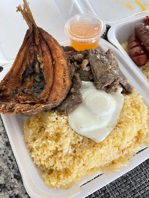 Fried daing na Bangus and tapa breakfast combo