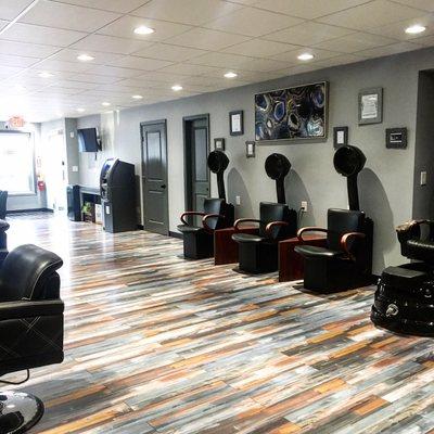 Side back view of salon