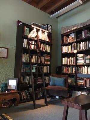 Bookshelves filled with books