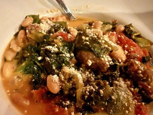 Greens and beans with sausage