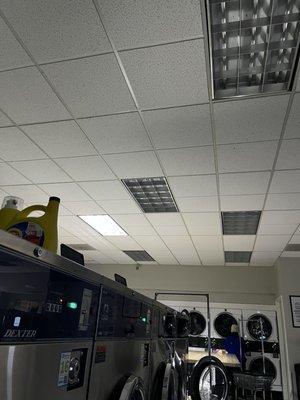 Dark inside- several washers and dryers out of order