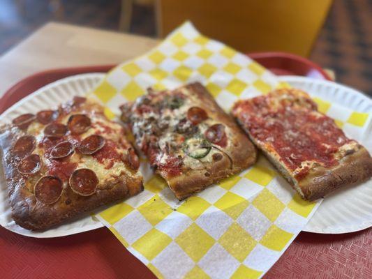 Pepperoni slice, garbage slice, upside down. All exceptional but garbage was my hands down favorite