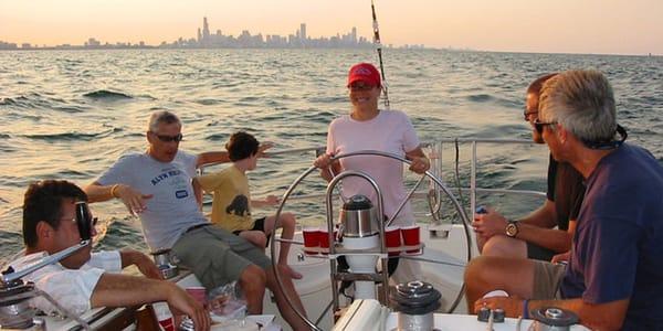 A beautiful summer day sailing on Lake Michigan with downtown Chicago in the background.