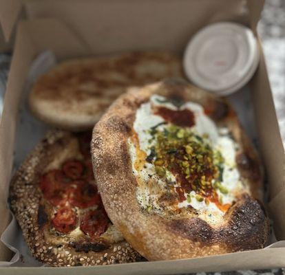 Turkish egg safeha, tomato and labneh safeha, and potato fatayer!