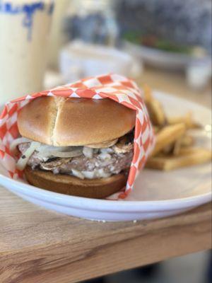 Sauted Mushroom and Onion Burger