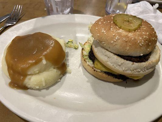 Original Super burger and mashed potatoes