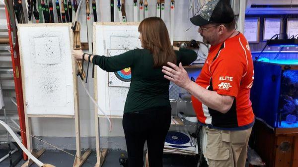 Steve giving me some pointers that improved my shot right away. Very friendly and patient.