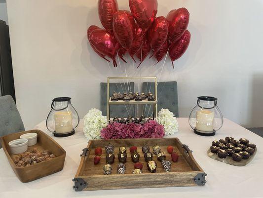 Chocolate covered strawberries and churro bites