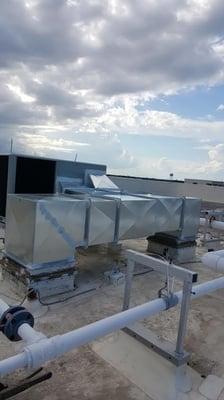 Metal ducts without insulation.