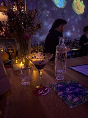 Tower-Tini in his "favorite glass"