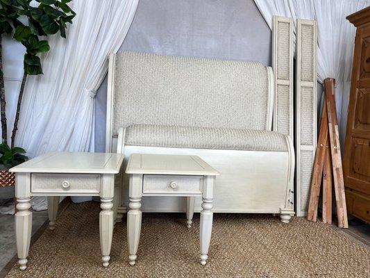 Coastal Island Queen Sleigh Bed with Side Tables.