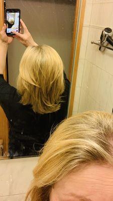 Taken later at home to show cut with highlights