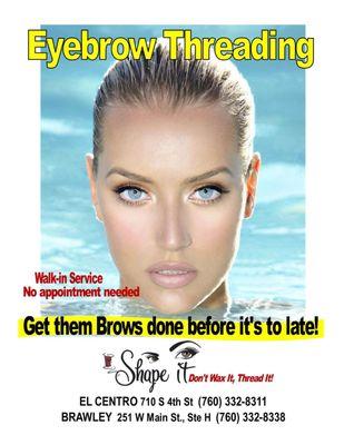 Not just Eyebrow threading, We do full face threading too! Walk-in service