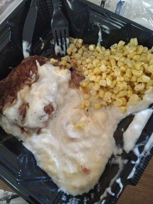 ask for no gravy, then it covers the steak and the other sides. This is the fourth time this has happened. Last time wasting my $