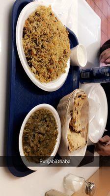 Saag biryani and naan