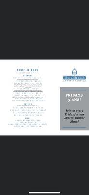 Friday night Surf & Turf Menu open from 5-8