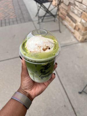 banana pudding matcha latte