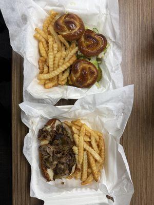 Sliders and cheesesteak