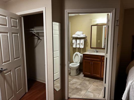 Closet and bathroom