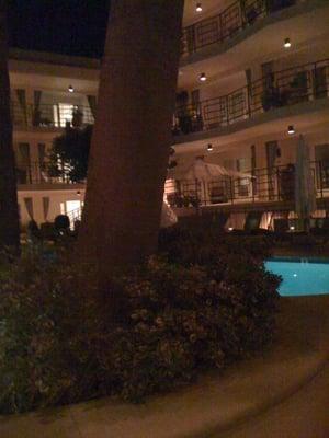 Eating desert by the pool