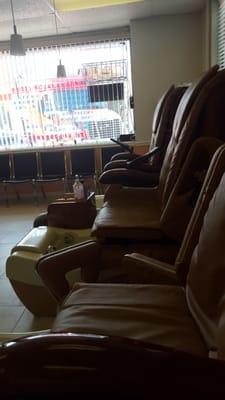 The pedicure section.....those massage chairs