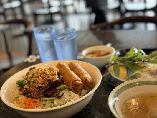Bbq pork with eggrolls