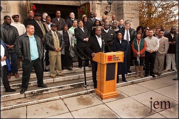 Pastor Kerwin speaking out against violence in the city. "NOT ON OUR WATCH!"