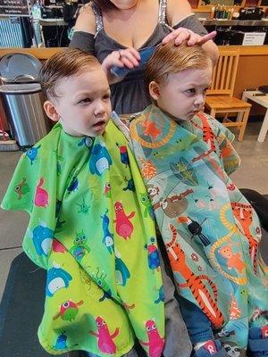 Got to cut these two cuties today at the same time I wouldn't have it any other way  Too much fun