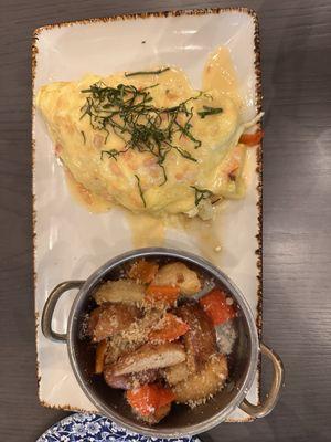 Mediterranean omelet and potatoes.