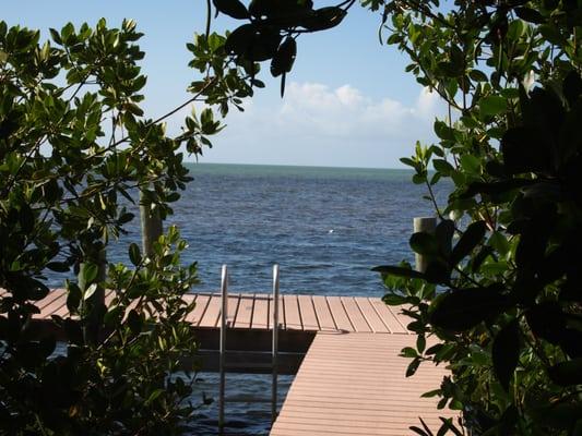 Our dock with swim ladder