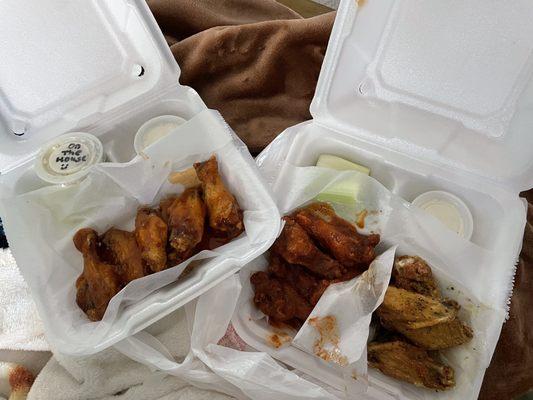 Lemon pepper, mango habanero, and buffalo.