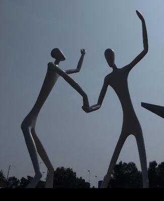 "Dancers" is an artwork created to capture the energy of the complex by Jonathan Borofsky