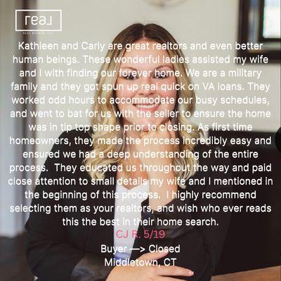 Client relocated and bought their first house after moving over 7 times, in Middletown CT.