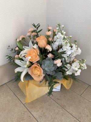 "Modern" floral arrangement. Loved it!