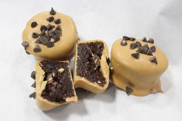 peanut butter chocolate covered brownie bites!!