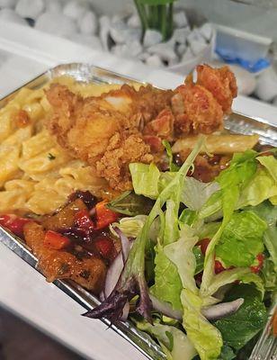 Lobster, Salmon, rasta pasta, mash & salad