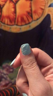 The acrylic on the nail
