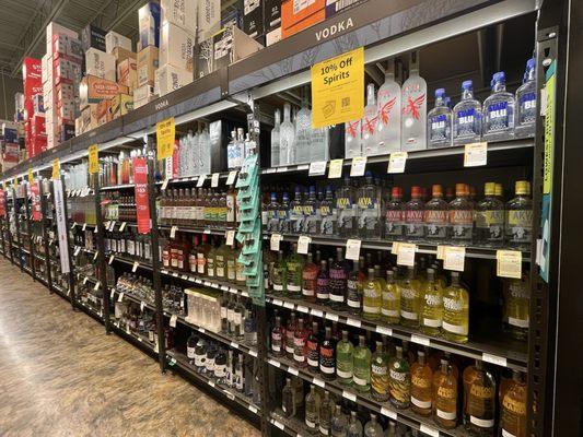 VODKA. An LONG aisle of Vodka