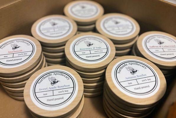 Small batch, hand poured, Eco-soy candles made with plant based fragrance and essential oils