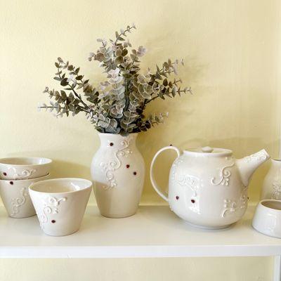 Handmade ceramics with ladybugs