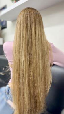 Third session: started from really dark natural brown to beautiful Barbie blonde!