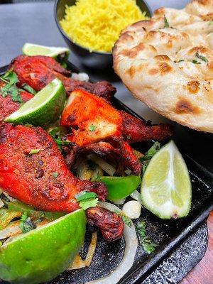 Chicken tandoori, garlic naan, basmati rice!