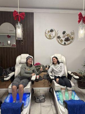 Complimentary champagne with our pedicure