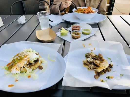 Taco, sope and parrilla bowl! Very good!
