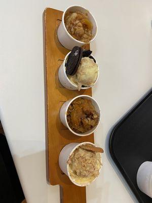 Peach cobbler, Oreo banana pudding, sweet potato cobbler, banana pudding