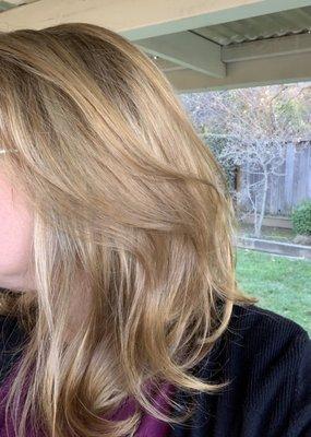 HAPPY NEW HAIR! Balayage by Sophia Briana. Love texture and movement this gives my one length hair